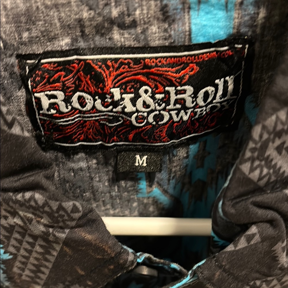 Rock & Roll Cowboy western pearl snap closure Shirt in Black and Blue